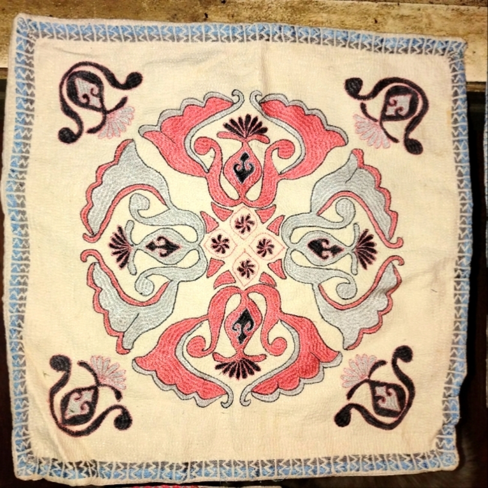 Vintage suzani embroidered pillow case
